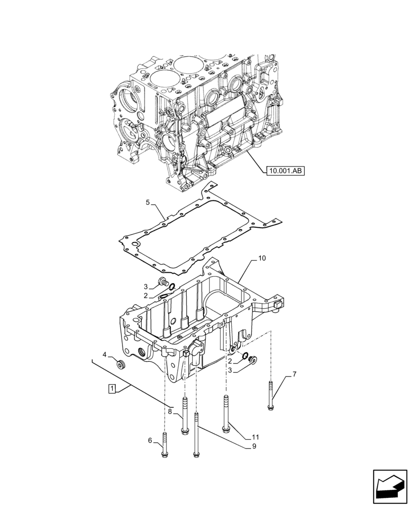 Схема запчастей Case IH F5DFL413H A009 - (10.102.AP) - ENGINE OIL PAN (10) - ENGINE