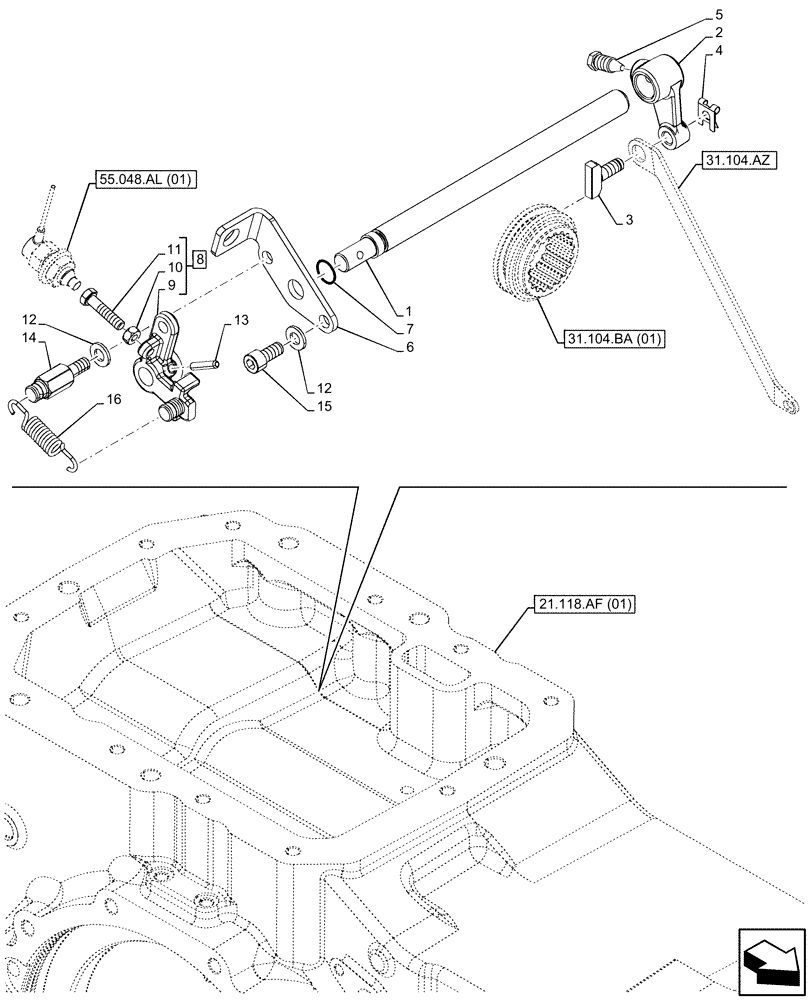 Схема запчастей Case IH MAXXUM 135 - (31.104.AY) - VAR - 744740, 758439 - PTO, GROUND SPEED, LEVER (540/540E/1000 RPM) (31) - IMPLEMENT POWER TAKE OFF