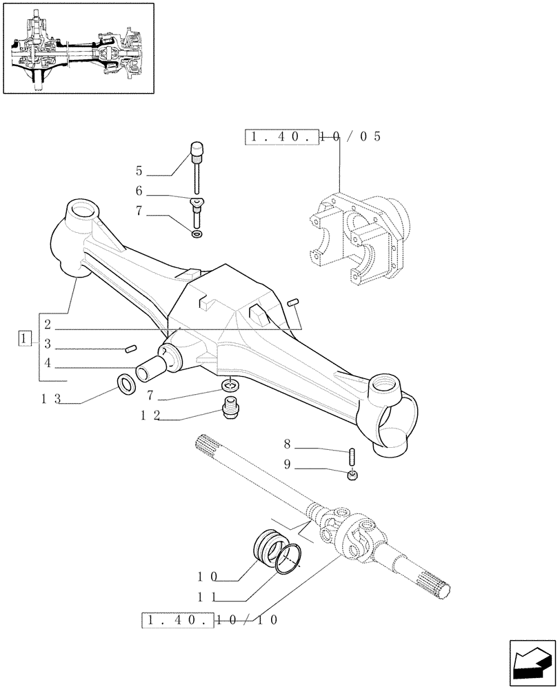 Схема запчастей Case IH JX90 - (1.40.10/01) - 4WD FRONT AXLE - BOX - FOR HIGH CLEARANCE VERSION (04) - FRONT AXLE & STEERING