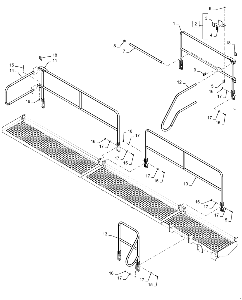 Схема запчастей Case IH 2355 - (80.150.AJ[15]) - PLATFORM HANDRAILS 580 BUSHELL (80) - CROP STORAGE/UNLOADING
