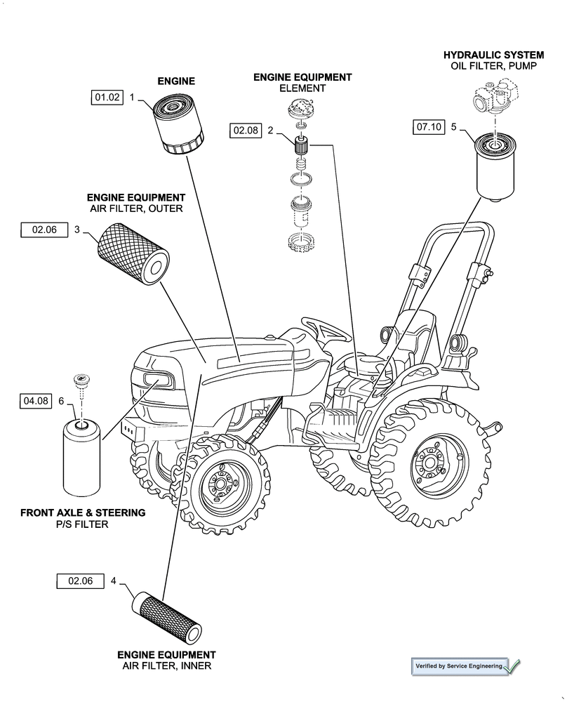 Схема запчастей Case IH DX45 - (05.100.03) - FILTERS, D45 (00) - GENERAL