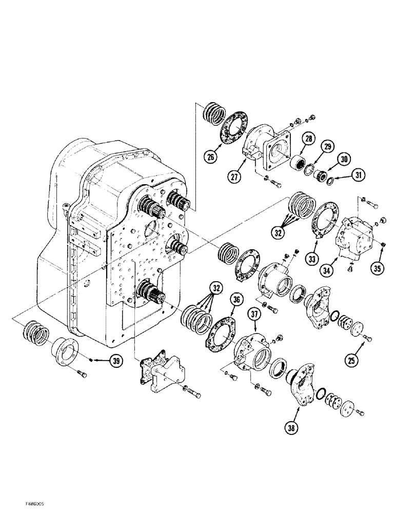 Схема запчастей Case IH 9390 - (6-012) - POWER SHIFT TRANSMISSION ASSEMBLY, FRONT COVERS AND YOKES (CONTD) (06) - POWER TRAIN