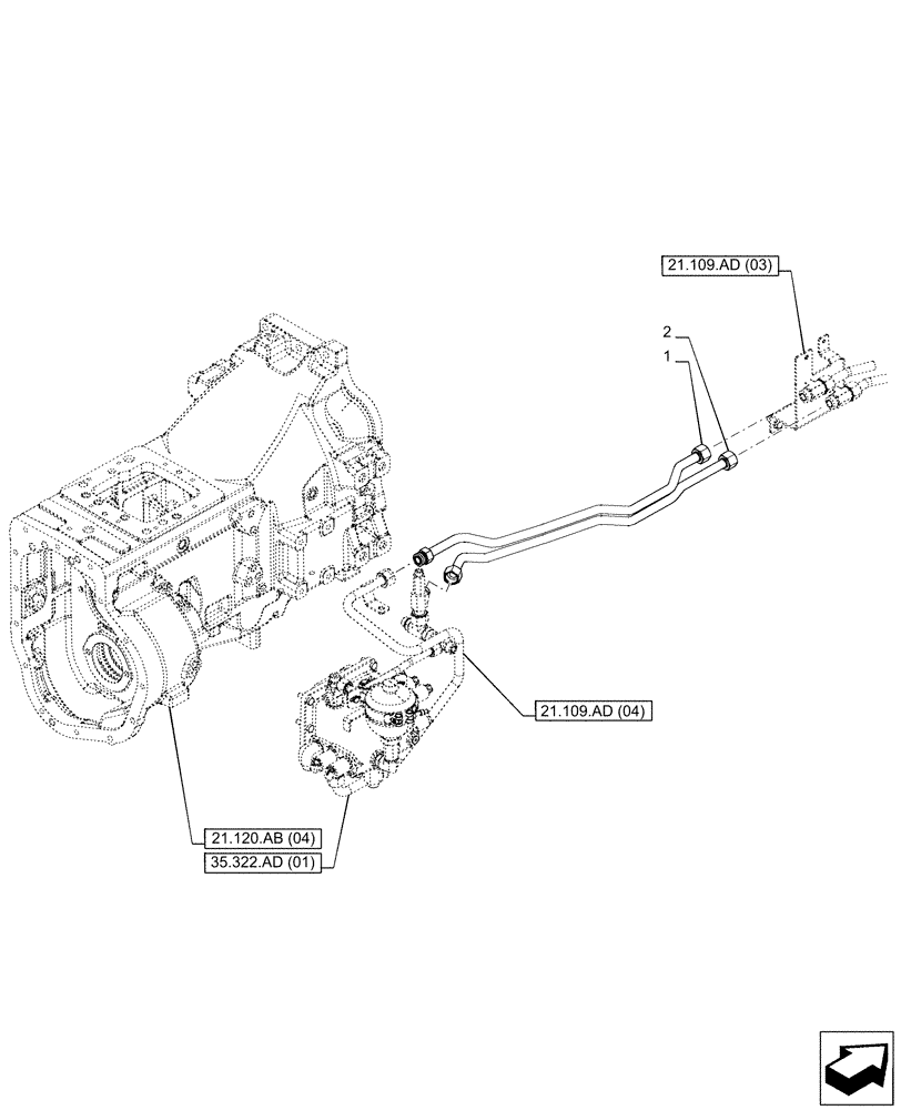 Схема запчастей Case IH PUMA 165 - (21.109.AD[01]) - VAR - 391136, 391351, 758011, 758012, 758013, 758014, 758015 - TRANSMISSION, OIL COOLER, LINE (21) - TRANSMISSION