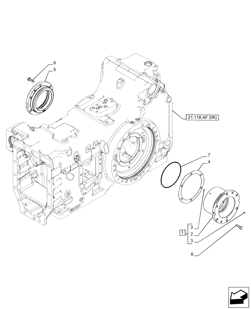 Схема запчастей Case IH PUMA 150 CVT - (27.100.AB[06]) - VAR - 391158, 758052, 758053 - TRANSMISSION, SUPPORT, CVT (27) - REAR AXLE SYSTEM