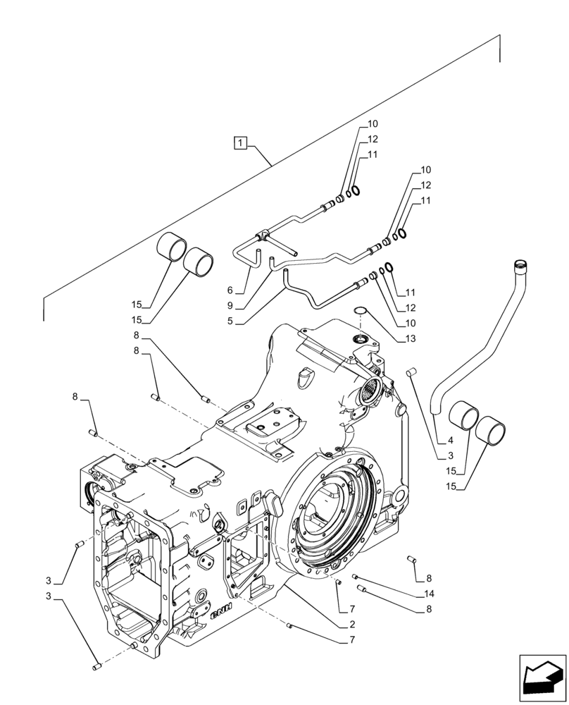 Схема запчастей Case IH PUMA 150 - (21.118.AF[03]) - VAR - 758012, 758013, 758014, 758015, 758018, 758019, 758020, 758021 - TRANSMISSION HOUSING, POWERSHIFT (21) - TRANSMISSION