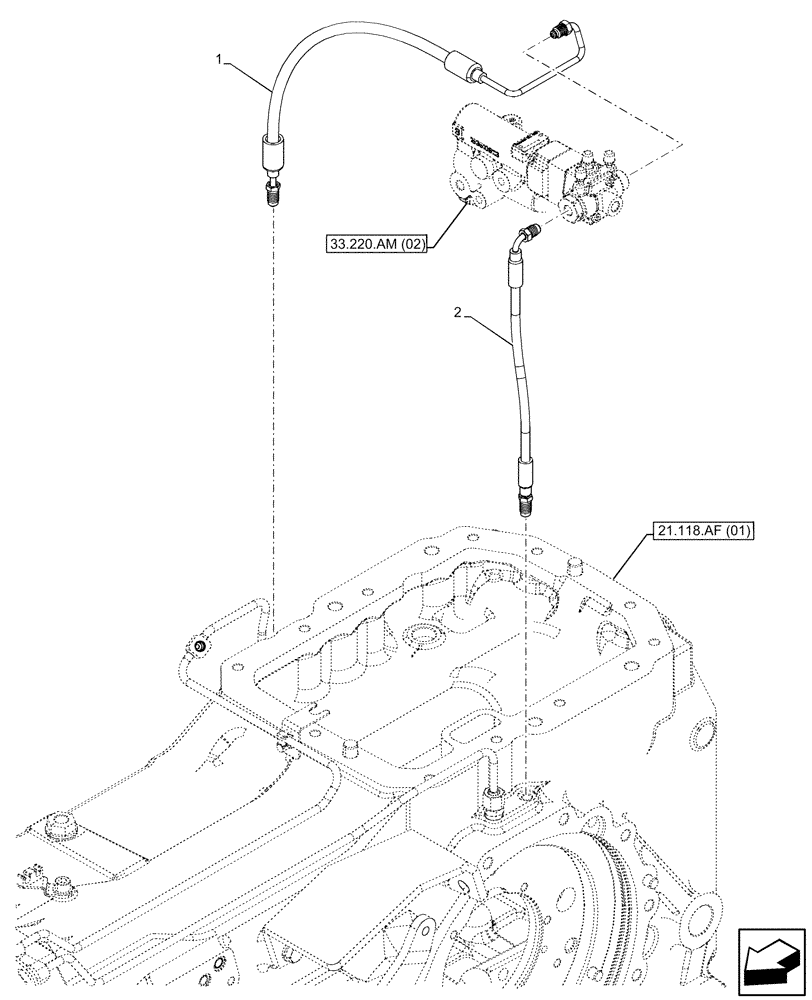 Схема запчастей Case IH MAXXUM 115 - (33.202.AP[03]) - VAR - 744783, 744784, 744785 - BRAKE LINE (33) - BRAKES & CONTROLS