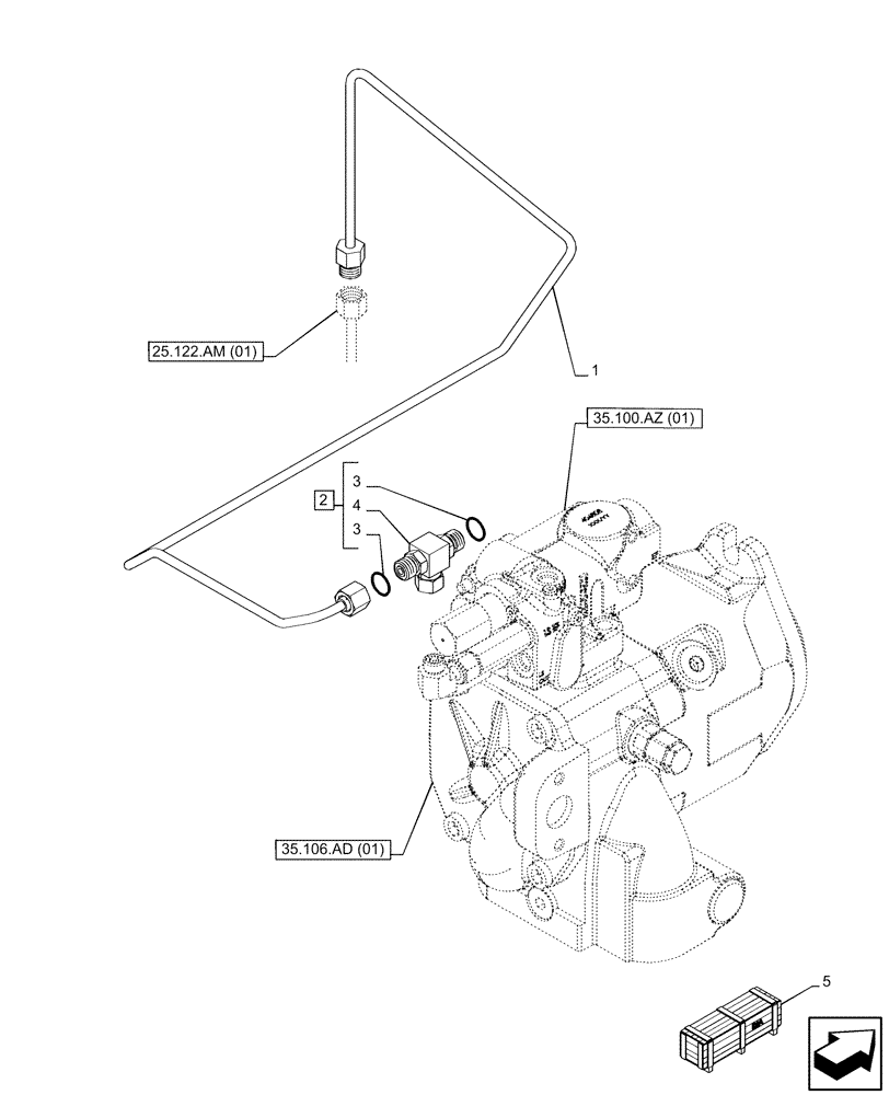 Схема запчастей Case IH PUMA 165 - (25.122.AM[02]) - VAR - 758045, 758046 - FRONT AXLE, SUSPENDED, CONTROL VALVE, LINE, POWERSHIFT (25) - FRONT AXLE SYSTEM