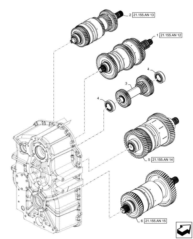 Схема запчастей Case IH QUADTRAC 470 - (21.155.AN[11]) - TRANSMISSION, SHAFT ASSY, PS4, 8.5C, 470, 500 HD, 540 HD, ASN ZFF308001 (21) - TRANSMISSION