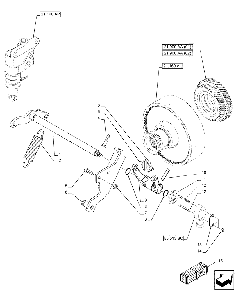 Схема запчастей Case IH PUMA 150 - (21.160.AK) - VAR - 758011, 758013, 758015, 758017, 758019, 758021, 758867, 758869 - CREEPER, CONTROL LEVER (21) - TRANSMISSION