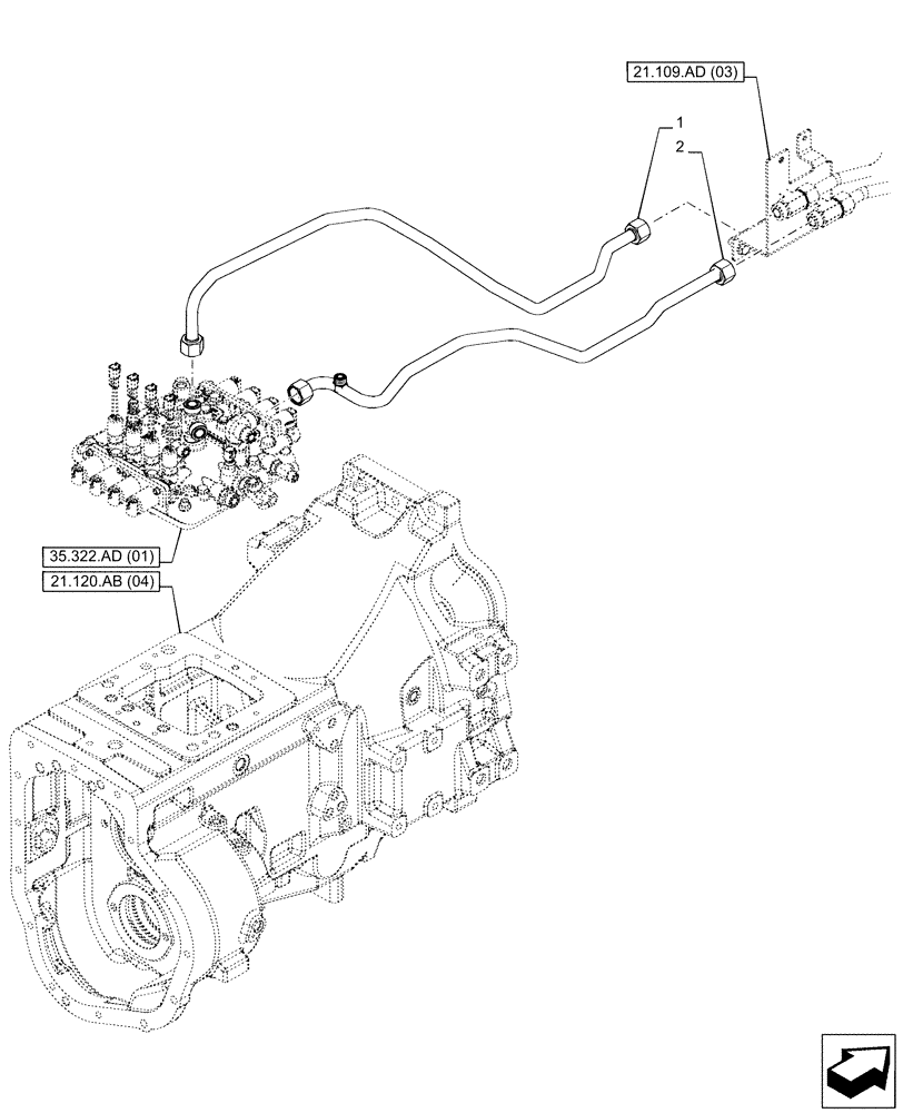 Схема запчастей Case IH PUMA 150 - (21.109.AD[02]) - VAR - 758016, 758017, 758018, 758019, 758020, 758021 - TRANSMISSION, OIL COOLER, LINE (21) - TRANSMISSION