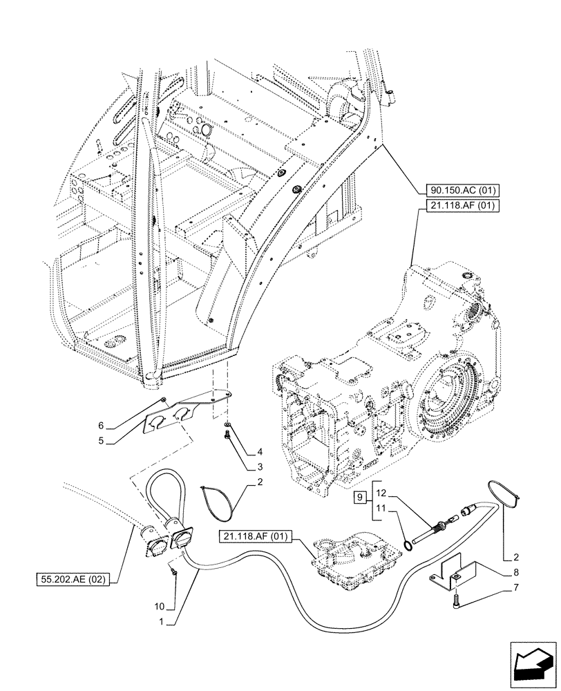 Схема запчастей Case IH PUMA 165 - (21.118.AJ[03]) - VAR - 758008 - TRANSMISSION OIL, HEATER (240V) (21) - TRANSMISSION