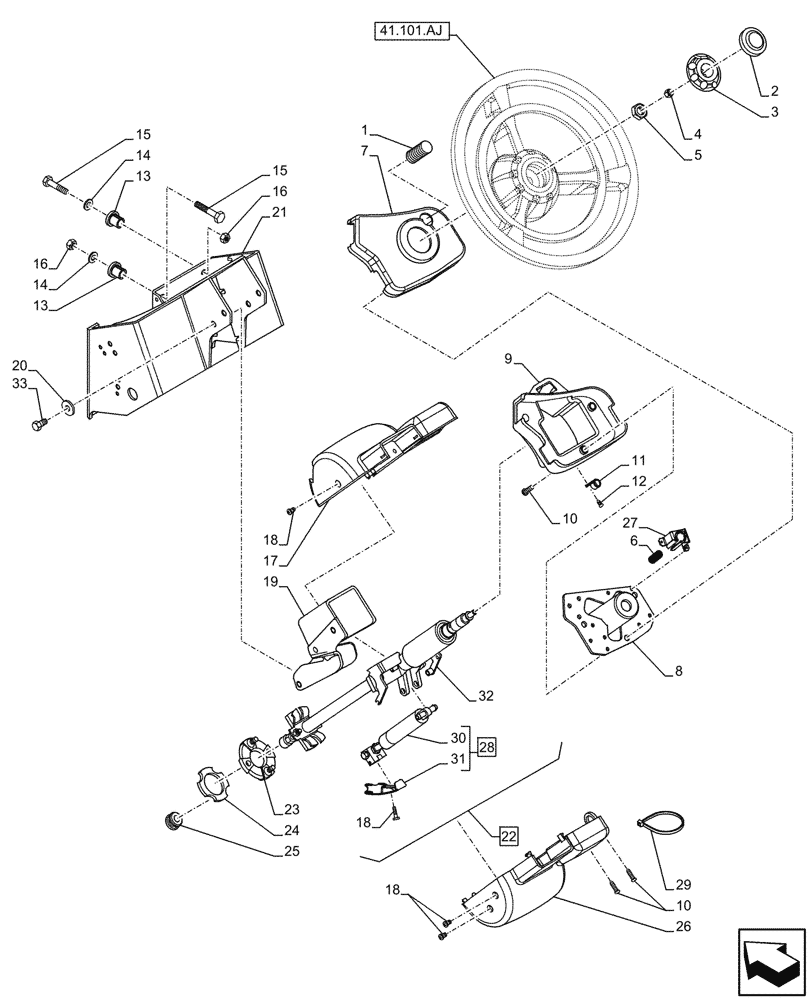 Схема запчастей Case IH MAXXUM 135 - (41.101.AB[03]) - VAR - 743723 - STEERING COLUMN (41) - STEERING