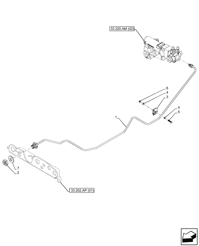 Схема запчастей Case IH MAXXUM 115 - (33.204.AG[04]) - VAR - 744783, 744784, 744785 - FRONT, BRAKE LINE (33) - BRAKES & CONTROLS