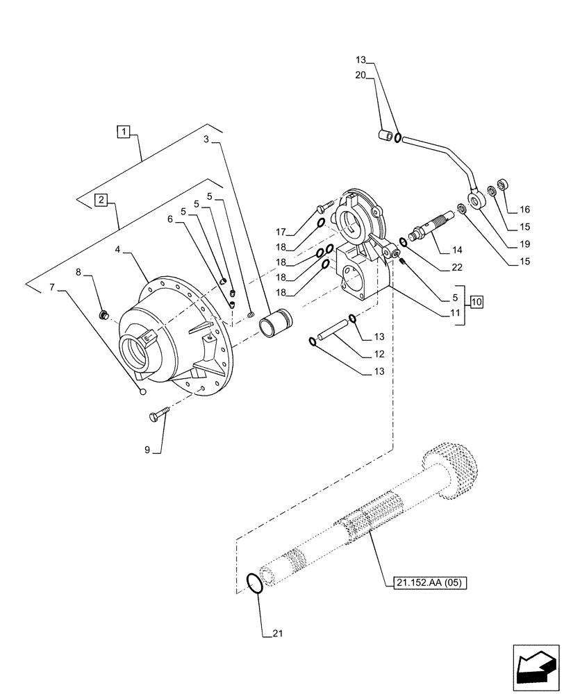 Схема запчастей Case IH PUMA 165 - (21.152.AA[01]) - VAR - 391136, 758011, 758866, 758867 - TRANSMISSION, FRONT COVER, MANIFOLD (21) - TRANSMISSION