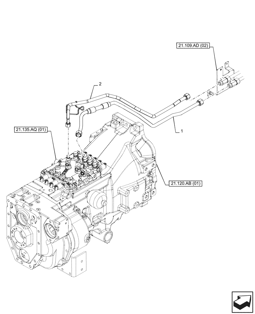 Схема запчастей Case IH PUMA 220 - (21.109.AD[01]) - VAR - 337426, 337428, 337429, 337430, 337431, 337432, 391137, 758017, 758018, 758019, 758020, 758021, 759052 - TRANSMISSION, OIL COOLER, LINE (21) - TRANSMISSION