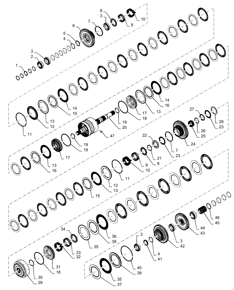 Схема запчастей Case IH QUADTRAC 500 - (21.155.AN[17]) - TRANSMISSION, 1ST SHAFT, PS4, 8.5C, 500, ASN ZFF308001 (21) - TRANSMISSION