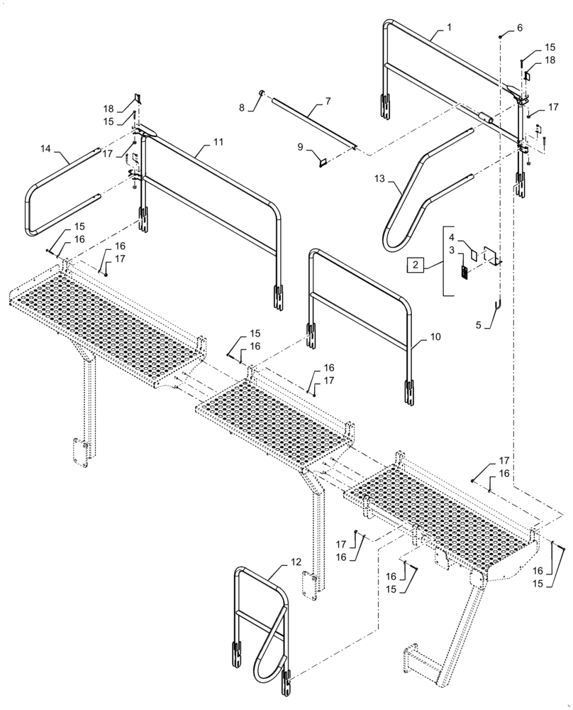 Схема запчастей Case IH 2355 - (80.150.AJ[11]) - PLATFORM HANDRAILS 350 BUSHELL TOW BEHIND (80) - CROP STORAGE/UNLOADING