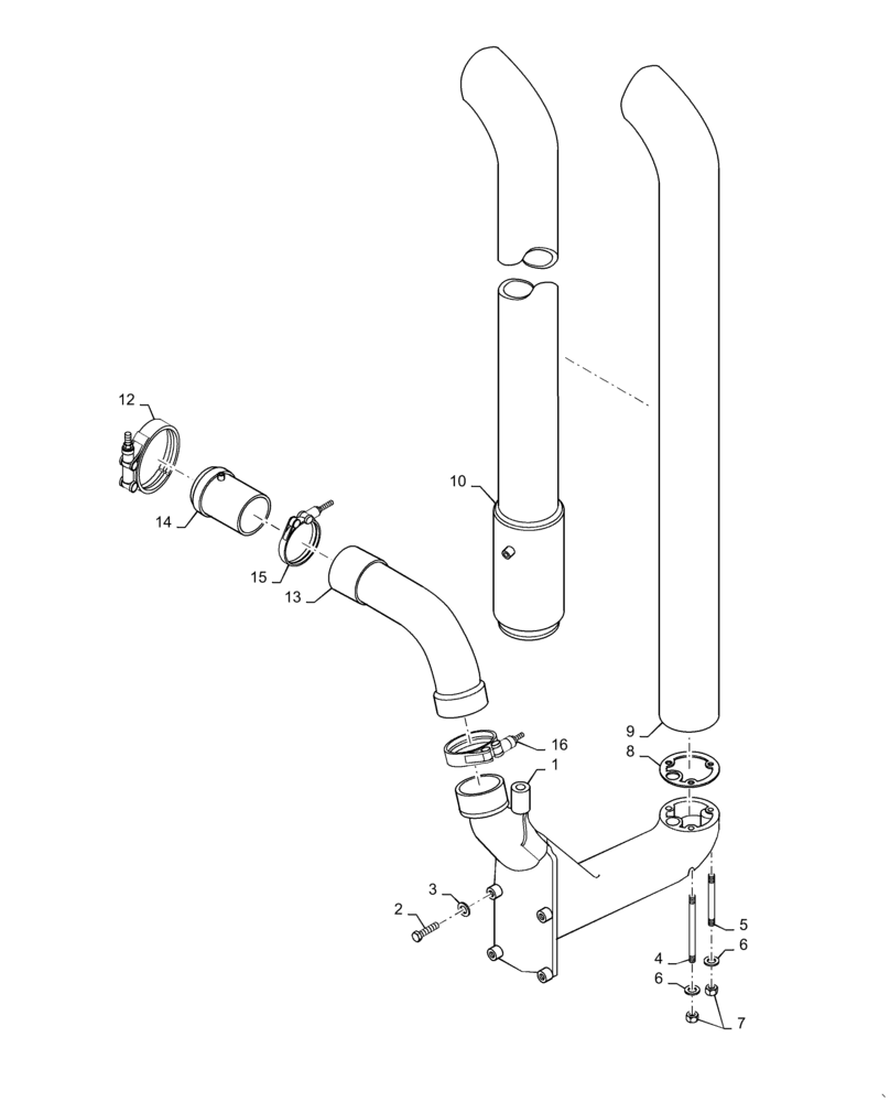 Схема запчастей Case IH 8950 - (2-018) - EXHAUST SYSTEM (02) - ENGINE