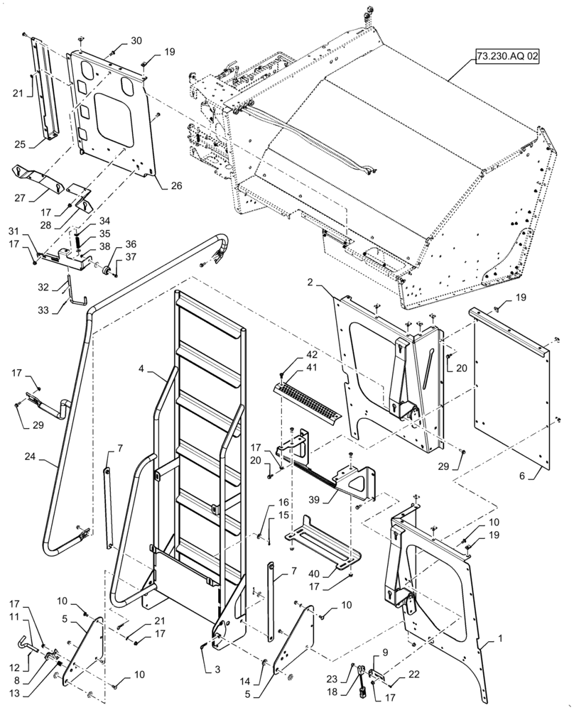 Схема запчастей Case IH 5140 - (73.230.AQ[03]) - REAR LADDER ASSY (73) - RESIDUE HANDLING