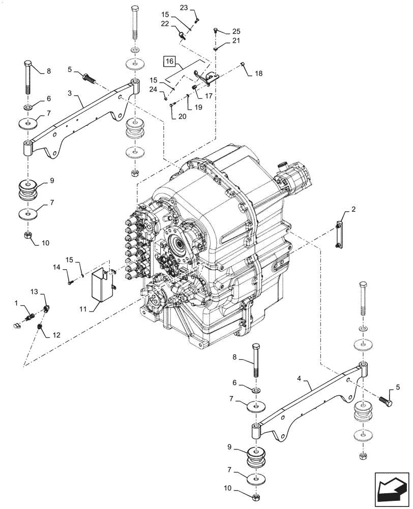 Схема запчастей Case IH QUADTRAC 470 - (21.113.AD[07]) - TRANSMISSION MOUNTING, 8.5C, 470, 500 HD, 540 HD, ASN ZFF308001 (21) - TRANSMISSION