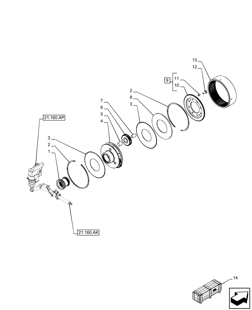 Схема запчастей Case IH PUMA 150 - (21.160.AL) - VAR - 758011, 758013, 758015, 758017, 758019, 758021, 758867, 758869 - CREEPER, GEAR (21) - TRANSMISSION