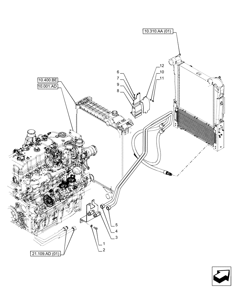 Схема запчастей Case IH PUMA 200 - (21.109.AD[02]) - VAR - 337426, 337428, 337429, 337430, 337431, 337432, 391137, 758017, 758018, 758019, 758020, 758021, 759052 - TRANSMISSION, OIL COOLER, LINE (21) - TRANSMISSION