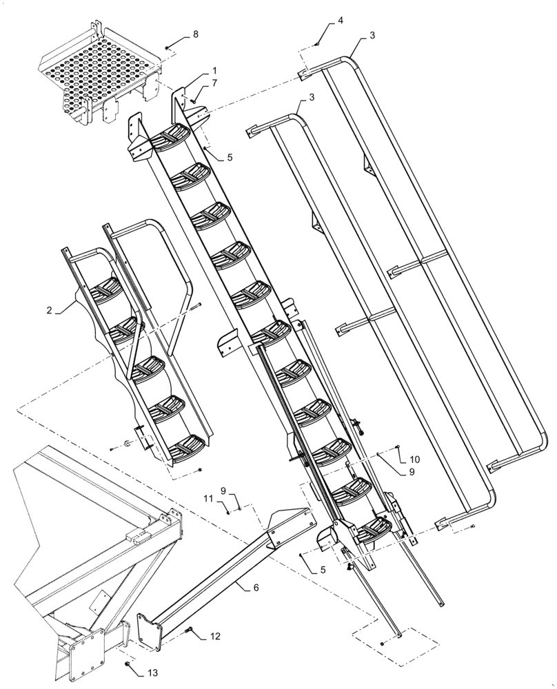 Схема запчастей Case IH 4955 - (80.150.AJ[16]) - LADDER 760/950 BUSHELL FOR PLATFORM (80) - CROP STORAGE/UNLOADING