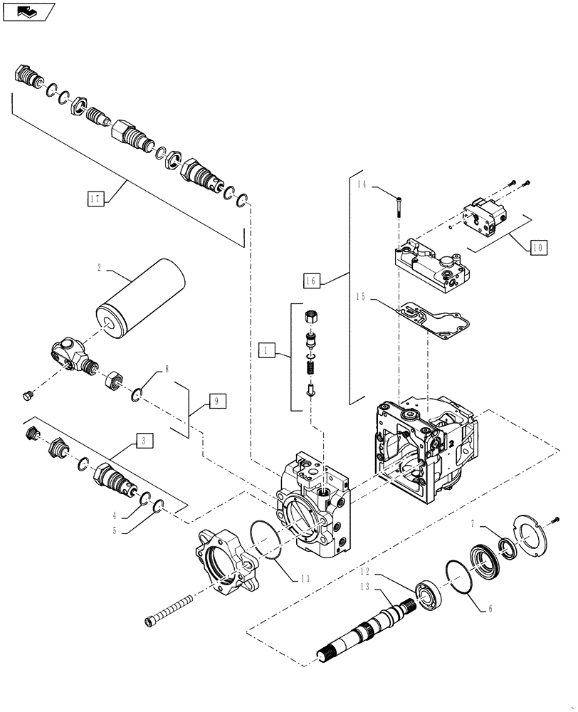 Схема запчастей Case IH 4430 - (29.212.02) - RH HYDROSTATIC PUMP BREAKDOWN (29) - HYDROSTATIC DRIVE