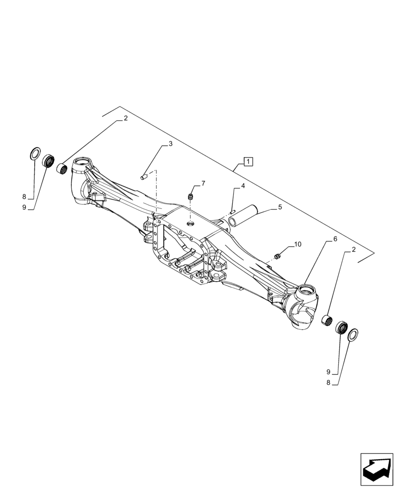 Схема запчастей Case IH PUMA 165 CVT - (25.100.AD[01]) - VAR - 391156 - 4WD FRONT AXLE, HOUSING (25) - FRONT AXLE SYSTEM