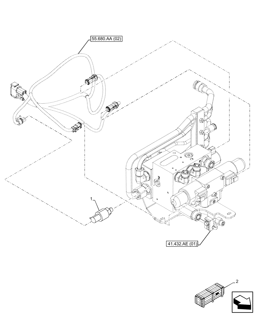 Схема запчастей Case IH MAXXUM 145 - (55.680.AQ) - VAR - 743812 - AUTOGUIDANCE, SENSOR (55) - ELECTRICAL SYSTEMS