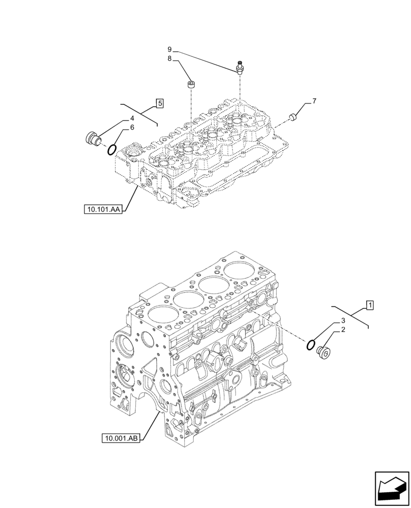 Схема запчастей Case IH F4HFE413Y B001 - (10.400.AE) - COOLANT HEATING LINES (10) - ENGINE