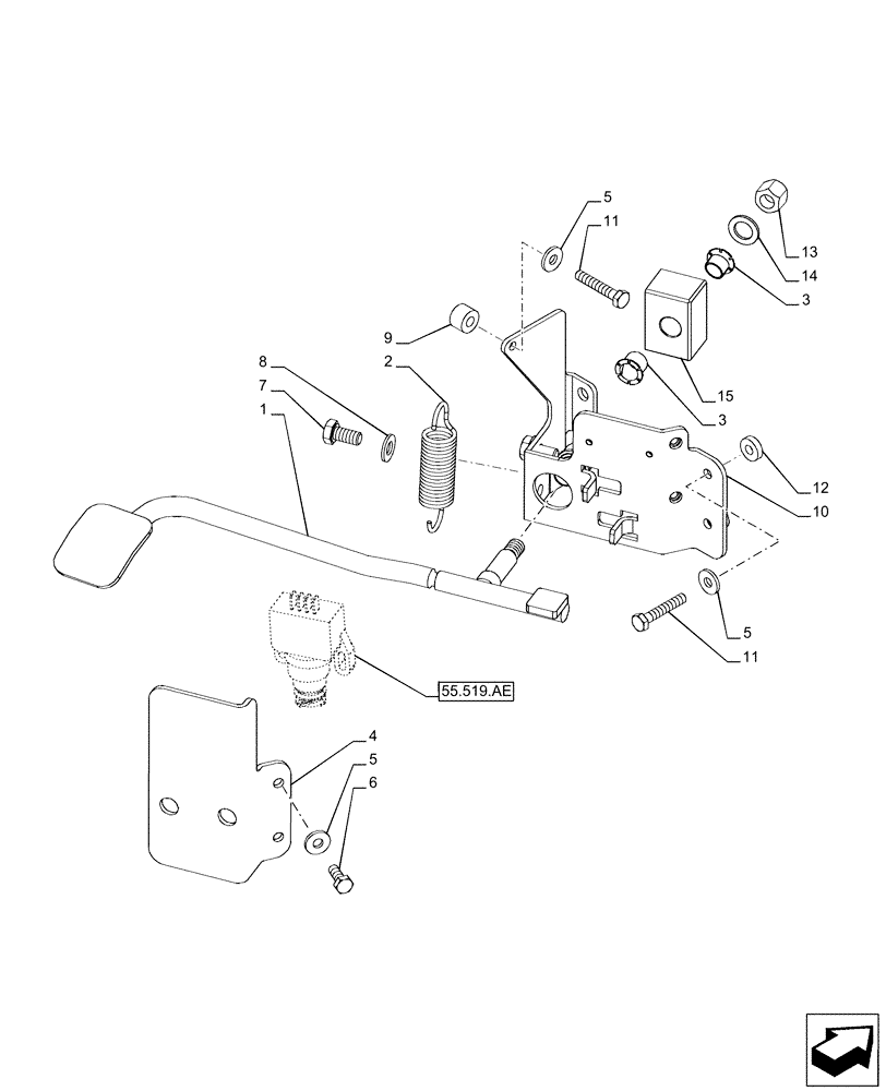 Схема запчастей Case IH PUMA 150 CVT - (10.254.AZ) - VAR - 758005 - EXHAUST BRAKE, PEDAL (10) - ENGINE