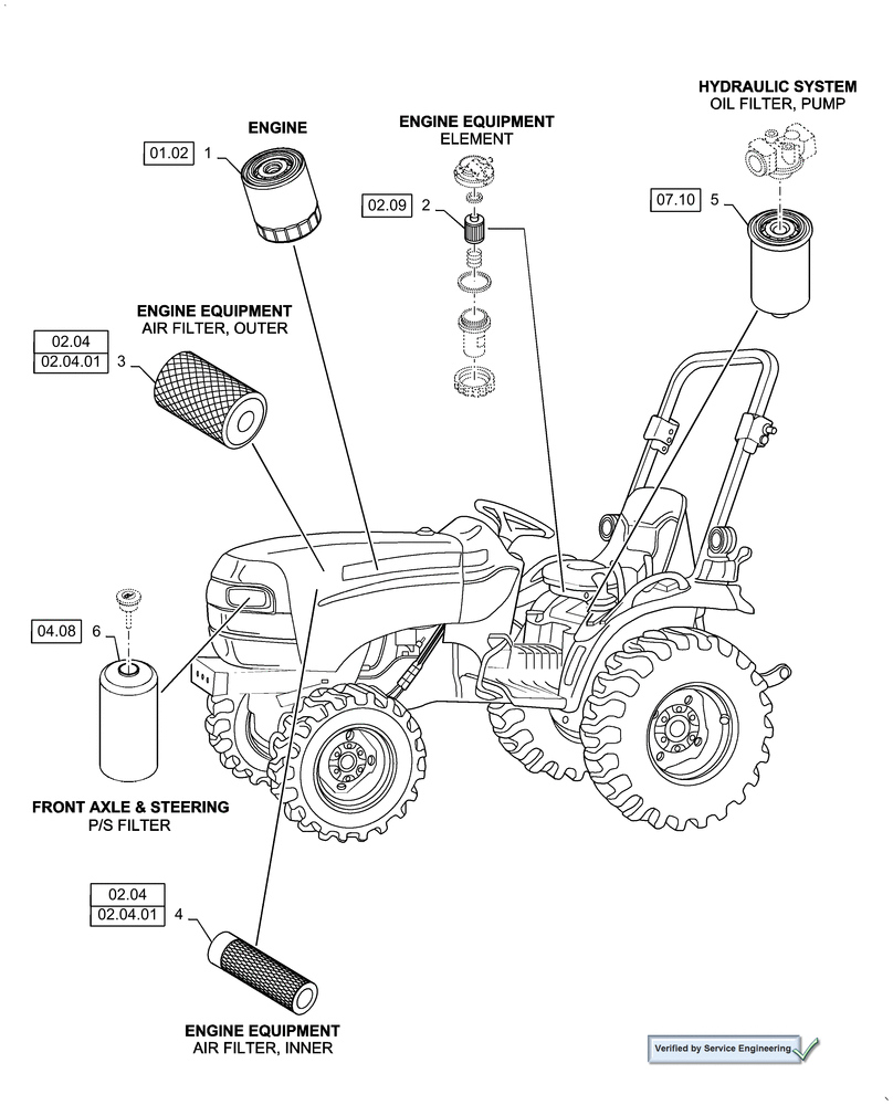 Схема запчастей Case IH D40 - (05.100.03[01]) - FILTERS, D40 (00) - GENERAL