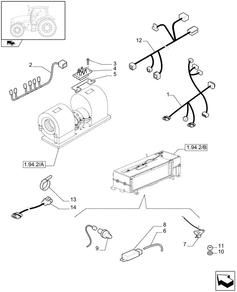 Схема запчастей Case IH PUMA 180 - (1.75.4[08]) - AIR CONDITIONING CABLES AND RELATED PARTS (06) - ELECTRICAL SYSTEMS