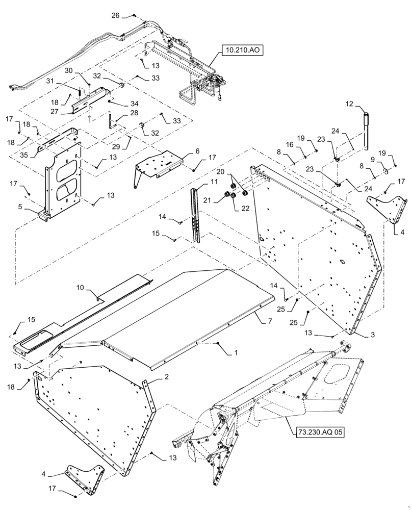 Схема запчастей Case IH 7140 - (73.230.AQ[02]) - REAR HOOD BOX ASSY (73) - RESIDUE HANDLING