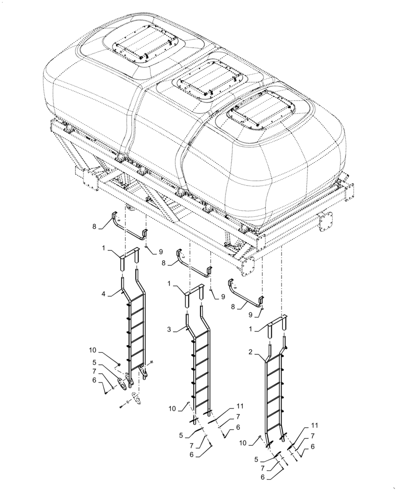 Схема запчастей Case IH 2355 - (80.150.AJ[04]) - LADDERS 760 BUSHELL (80) - CROP STORAGE/UNLOADING