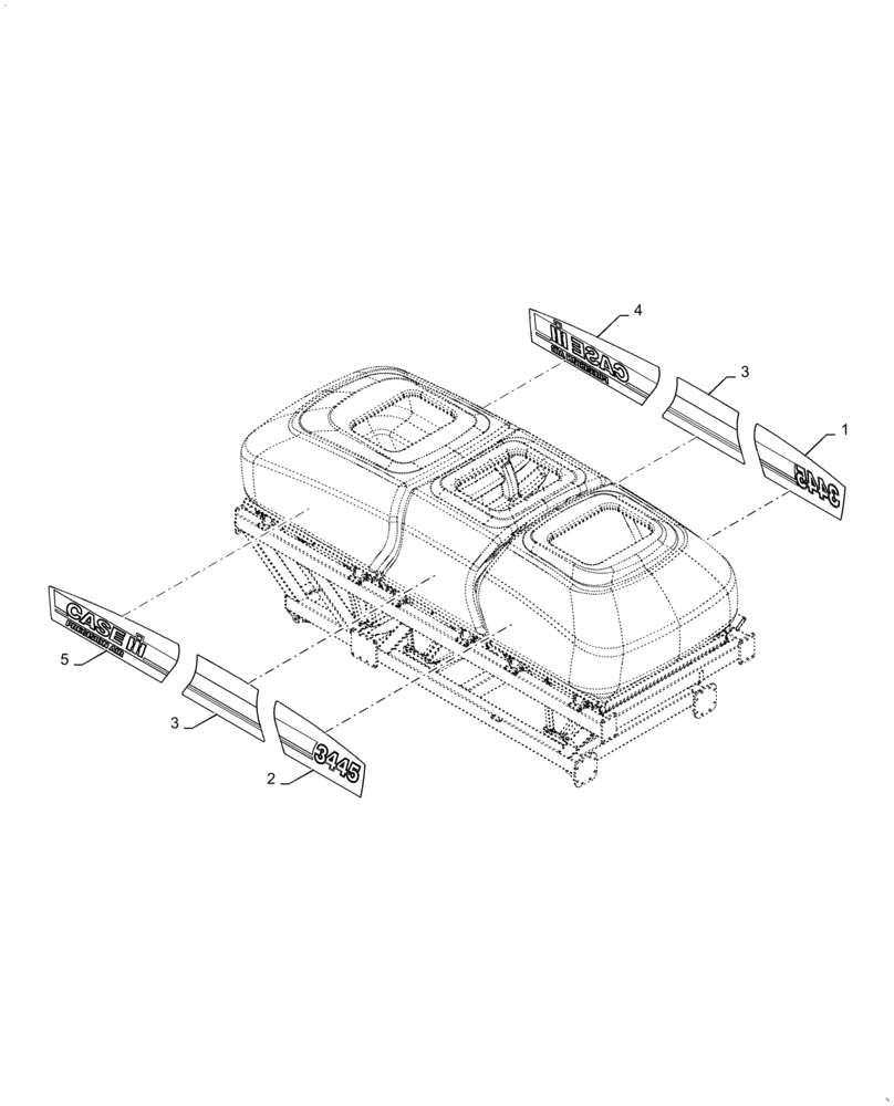 Схема запчастей Case IH 4955 - (90.108.AB[02]) - MODEL DECALS PRECISION AIR 3445 CASE (90) - PLATFORM, CAB, BODYWORK AND DECALS