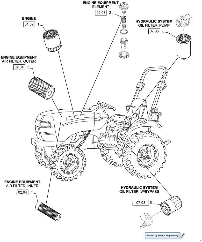 Схема запчастей Case IH DX23 - (05.100.03[01]) - FILTERS, DX23 (00) - GENERAL