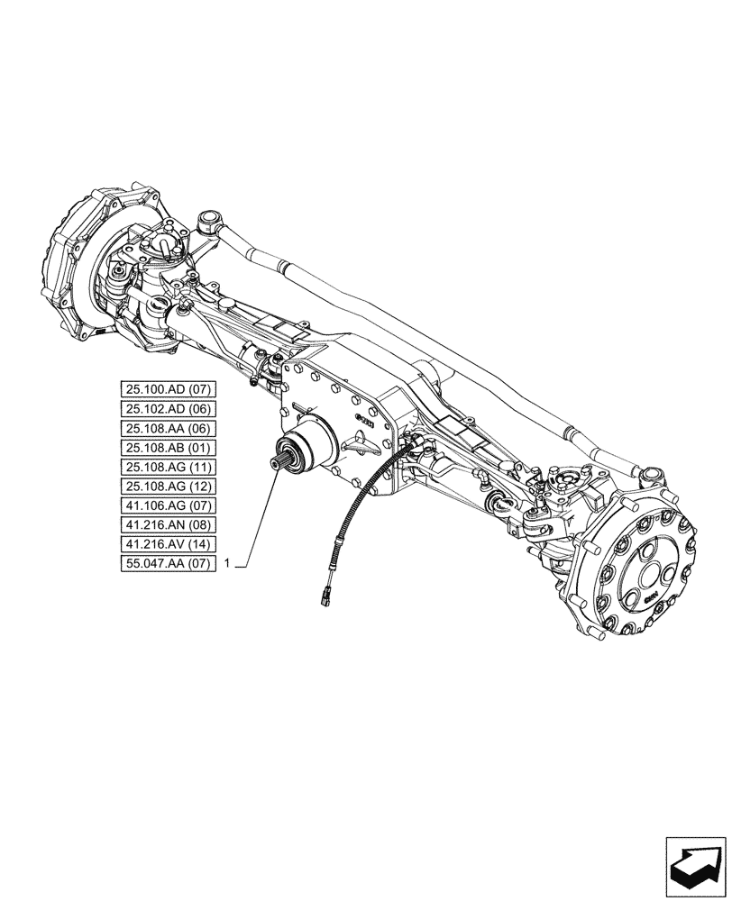 Схема запчастей Case IH PUMA 220 - (25.100.AA[01]) - VAR - 391157 - 4WD FRONT AXLE (25) - FRONT AXLE SYSTEM