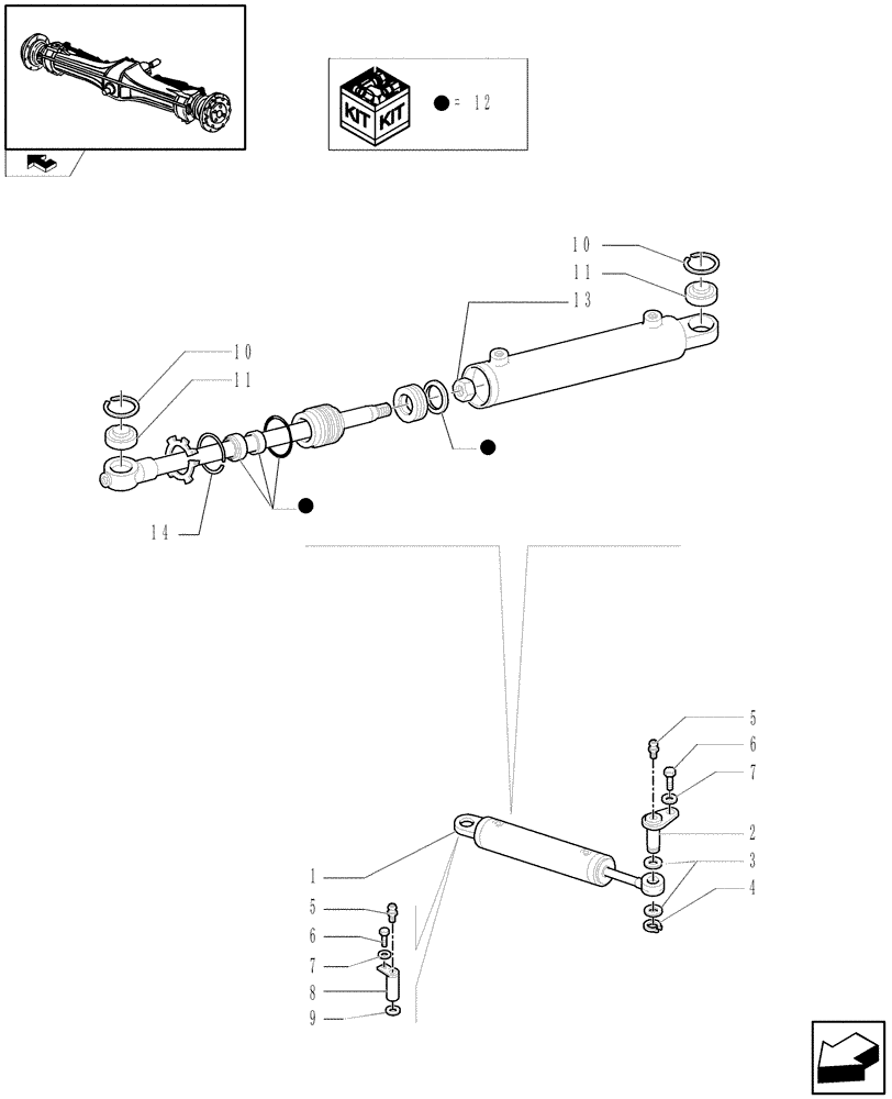 Схема запчастей Case IH FARMALL 80 - (1.40.4/08[02]) - CLASS 2 FRONT AXLE WITH 2ND STEERING CYL. & LIMITED SLIP (3OKM/H)- POWER STEER. CYLIN. (VAR.335539-743906) (04) - FRONT AXLE & STEERING