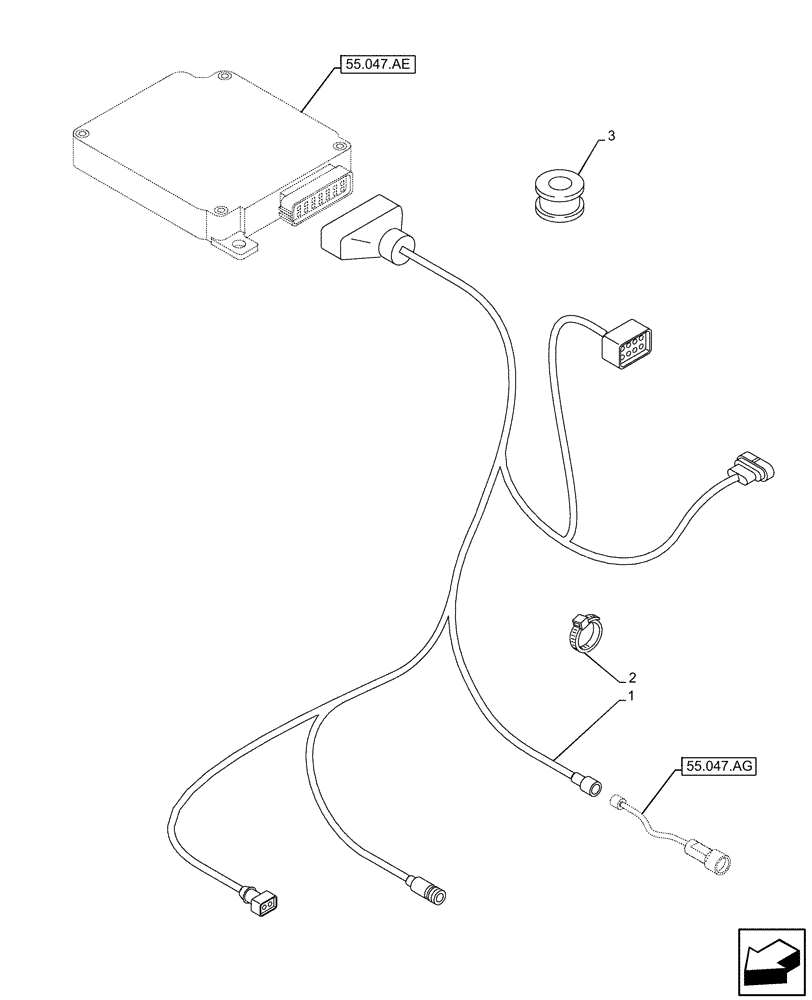 Схема запчастей Case IH MAXXUM 115 - (55.047.AF) - VAR - 743723 - HARNESS, W/ FAST STEER™ SYSTEM (55) - ELECTRICAL SYSTEMS