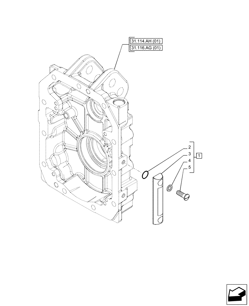 Схема запчастей Case IH PUMA 165 CVT - (31.116.AG[12]) - VAR - 391138, 758016, 758017, 758018, 758019, 758020, 758021, 758022 - PTO, LEVEL, OIL (31) - IMPLEMENT POWER TAKE OFF