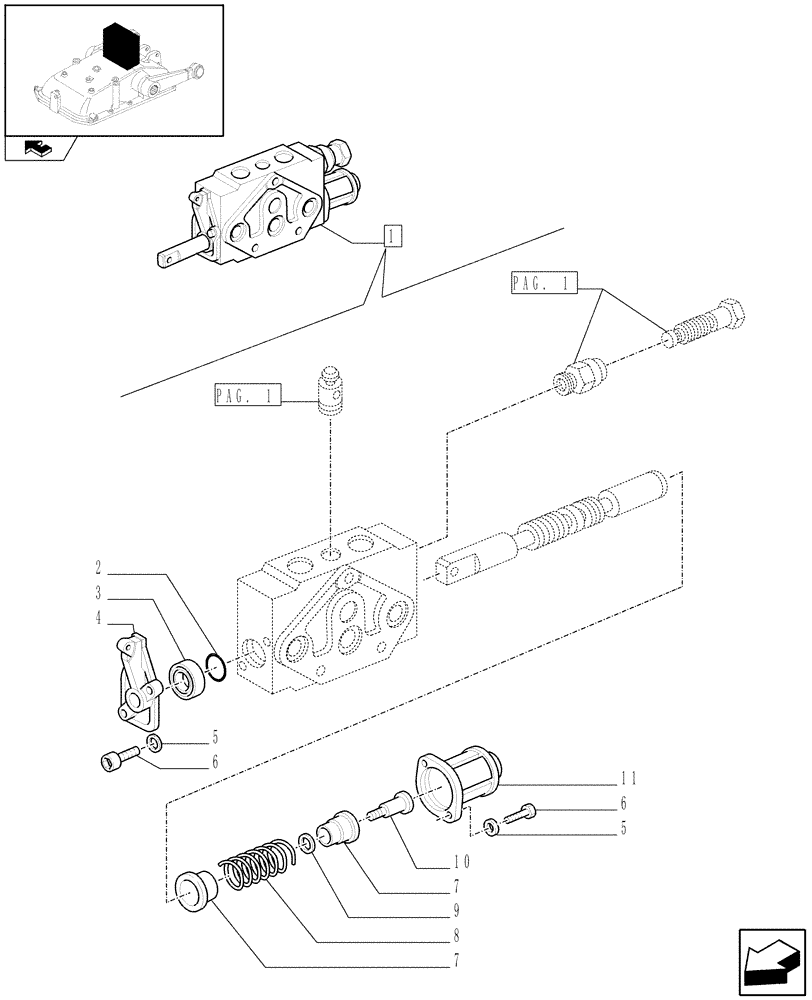 Схема запчастей Case IH FARMALL 65C - (1.82.7/11A[02]) - SIMPLE DOUBLE EFFECT DISTRIBUTOR - PARTS (07) - HYDRAULIC SYSTEM