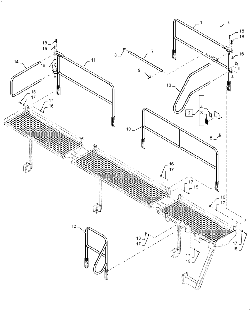 Схема запчастей Case IH 4465 - (80.150.AJ[13]) - PLATFORM HANDRAILS 435 460 BUSHELL TOW BEHIND (80) - CROP STORAGE/UNLOADING