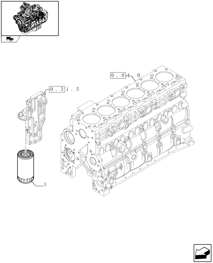 Схема запчастей Case IH F4GE9684R J600 - (0.30.2) - OIL FILTERS - ENGINE (504074042) 