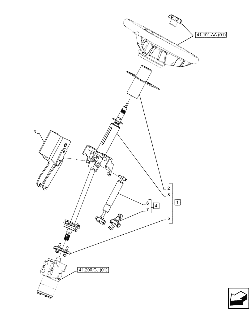 Схема запчастей Case IH MAXXUM 135 - (41.101.AB[01]) - VAR - 391630, 743812 - STEERING COLUMN (41) - STEERING