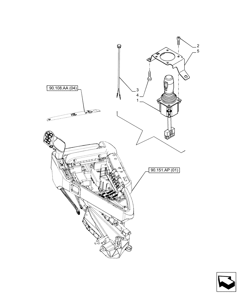 Схема запчастей Case IH PUMA 220 CVT - (55.512.CL[03]) - VAR - 758070 - JOYSTICK, ROCKER (55) - ELECTRICAL SYSTEMS