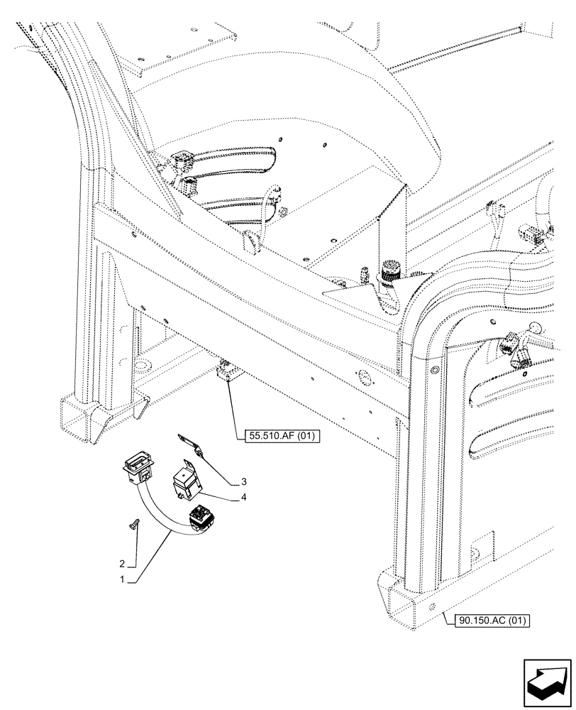 Схема запчастей Case IH PUMA 150 - (55.032.AC[04]) - VAR - 391147 - TRAILER BRAKE, HARNESS (55) - ELECTRICAL SYSTEMS