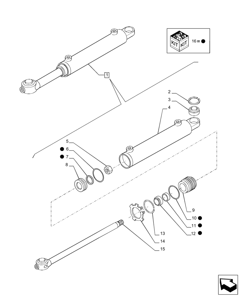 Схема запчастей Case IH PUMA 185 - (41.216.AN[04]) - VAR - 391157, 758048, 758049 - FRONT AXLE, STEERING CYLINDER, COMPONENTS (41) - STEERING