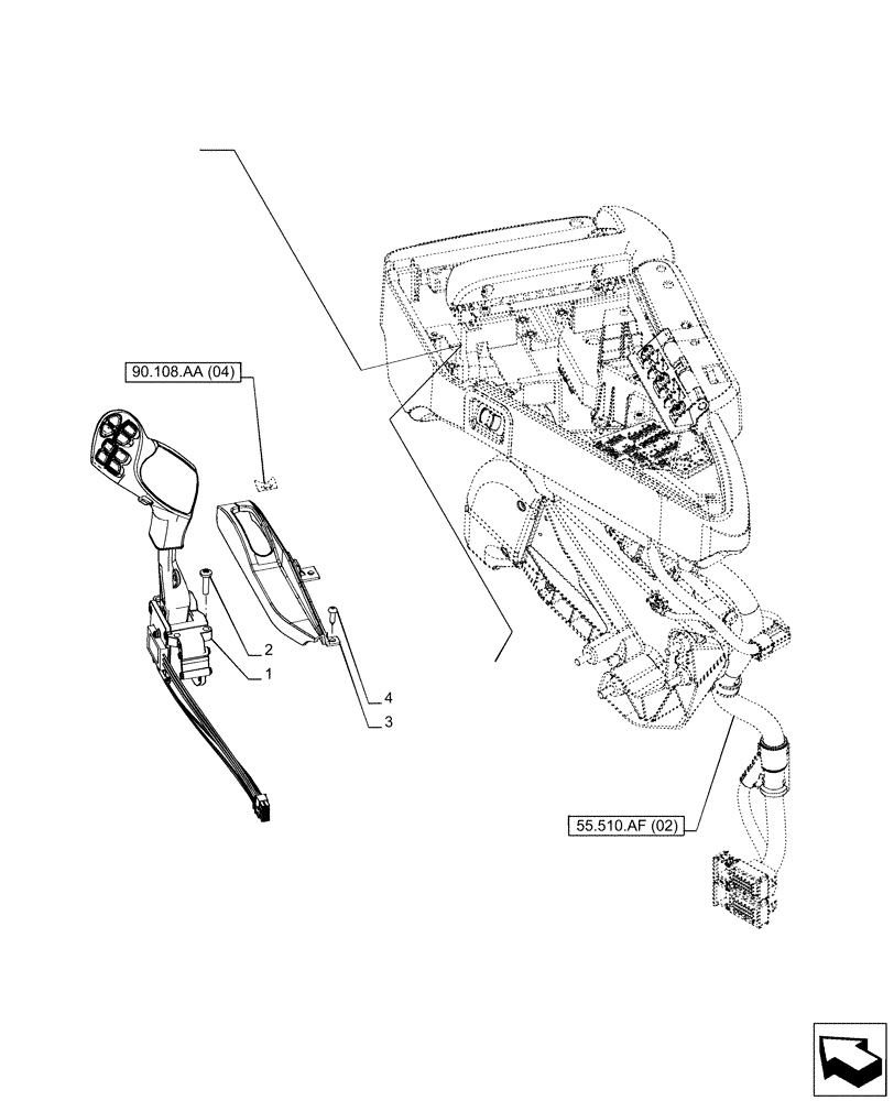 Схема запчастей Case IH PUMA 150 - (55.512.BL[02]) - VAR - 391180, 758147, 758148, 758150 - ARMREST, CONTROL UNIT, MULTIFUNCTION SWITCH (55) - ELECTRICAL SYSTEMS